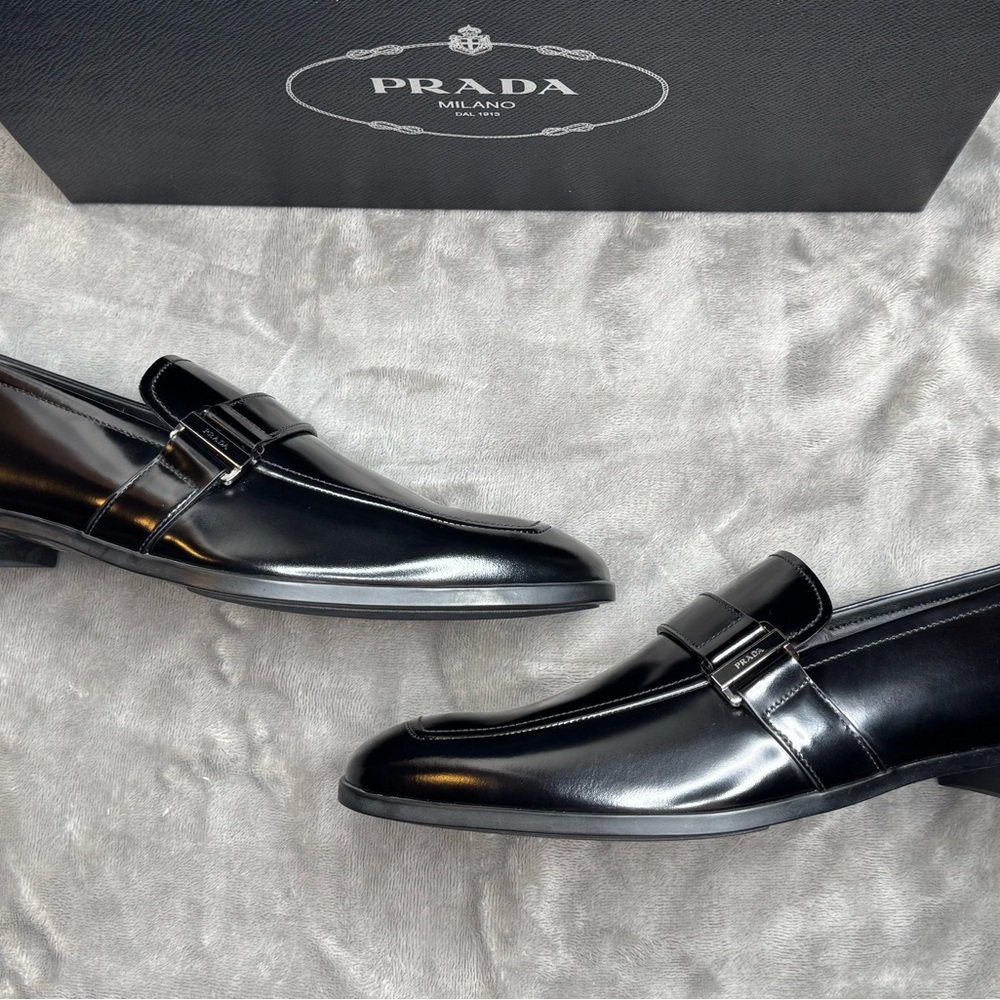 Prada Black Loafers Slip-Ons Classic Design